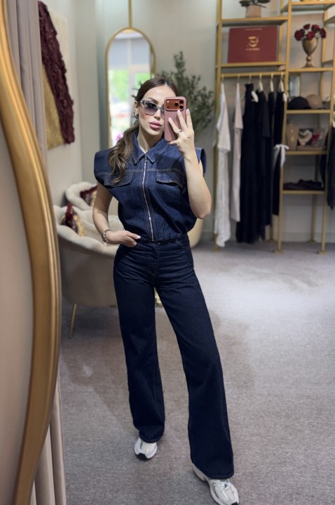 Denim Yelek Pantolon Takım
