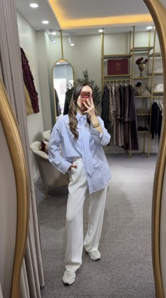 Kravatlı Oversize Gömlek